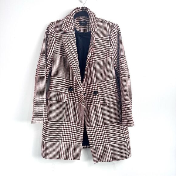 ONLY Classic Houndstooth Coat Sz Small - Picture 10 of 16